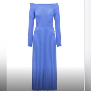 Elegant Pleated Rib off shoulder Dress